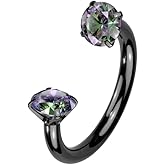 Pierced Owl 16GA ASTM F-136 Implant Grade Titanium Internally Threaded Prong Set CZ Crystal Ends Horseshoe Circular Barbell