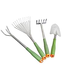 Juego de herramientas de jardinería para mujer 4 piezas con mangos de fácil agarre extra largas