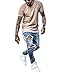 DEITP Men's Blue Distressed Destroyed Ripped Slim Fit Skinny Stretch Denim Jeans, Ripped Blue, W34