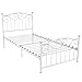 Yaheetech Single Metal Bed Frame Twin Size Vintage Bedstead Wood Slats Support Platform Steel Slats Bed with Headboard & Footboard White