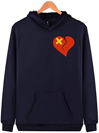 Fashion Broken Heart With Bandaid Embroidery Hoodie Sweatshirt With Kangaroo Pocket Pullover