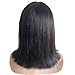 Brazilian Human Hair Bob Wigs with Bangs Yaki Machine Made Glueless Short Wigs with Wood comb and Wig Cap (12 Inch, Natural Color） (Natural Color)