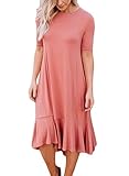 Happy Sailed Women Casual Flowy Ruffles High Low Short Sleeves Shirts Midi Juniors Dresses