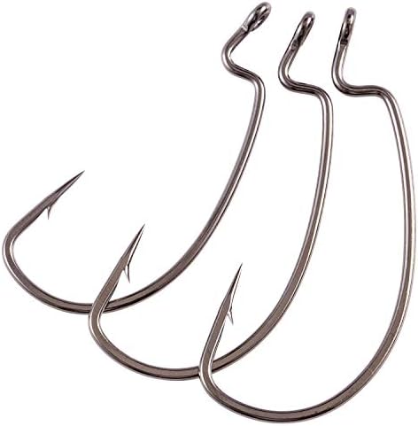 Bassdash 30 Pack EWG Worm Hooks 4/0 3/0 2/0 for Bass Trout Walleye Panfish Catfish Fishing in Saltwater and Freshwater