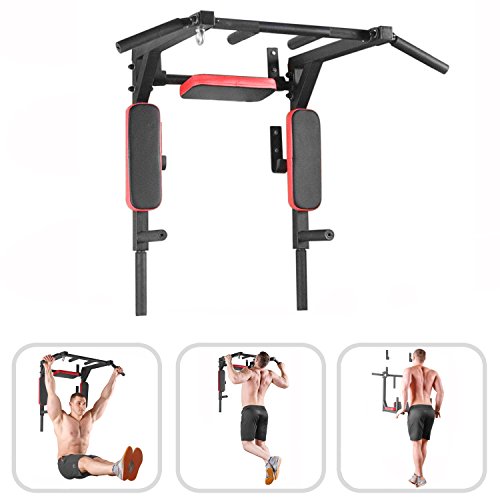 Wall Mounted Pull Up Bar - Pullup Bar Wall Mount - Chin Up Bar - Pull Up Bars and Dip Bar - Pullup and Dip Bar - Dip Station Pull Bar - Pullup Bars Outdoor and Home Room or Garage Gym Multi Grip - Pul
