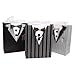 MyGift Decorative Gift Bags and Tissue with Tuxedo Design for Groomsmen, Birthday, Anniversary, Set of 3