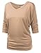 BIADANI Women 3/4 Sleeve Dolman Drape Soft Top with Side Shirring