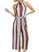 OUMAL Women Summer Jumpsuits Halter Neck Striped Wide Leg Backless Jumpsuits Rompers (M, Red)