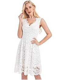 MAVIS LAVEN Vestido de cóctel para mujer, sin mangas, de encaje, elegante