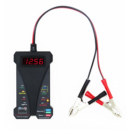 MOTOPOWER MP0514A 12V Digital Battery Tester Voltmeter and Charging System Analyzer with LCD Display and LED Indication - BLACK VERSION