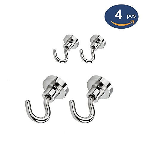 Magnetic Hooks, OUHL Powerful 40LB/10LB Heavy Duty Magnet Hook Hanging Keys Tools,Perfect for Kitchen Garage Home Work Office Space (2 Piece D25 + 2 Piece D16) - Thumbnail 5