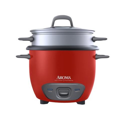 Aroma 14-Cup Rice Cooker and Food Steamer, Red
