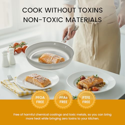 COOKNANO 3-Piece pan Set 20+26+30 cm, Stainless Steel pan, uncoated, Durable, Stainless Steel Handles, Suitable for All Types of cookers, Dishwasher-Safe