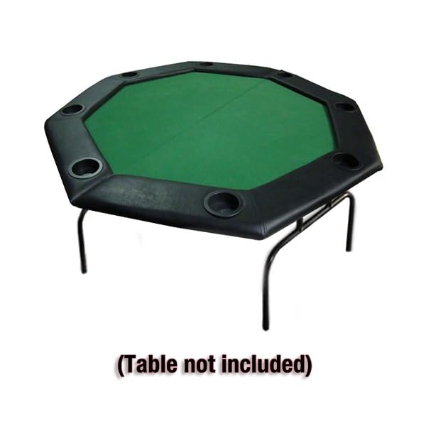 BRYBELLY 48″ Green Folding Octagon Poker Table Top w/Cup Holders