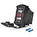 Rydonair Universal Rocker Style Dual USB Charger Socket Power Outlet 2.1A&2.1A with Red LED Digital Voltmeter for Rocker Switch Panel on car marine ATV UTV Golf carts tractor (Red Voltmeter)