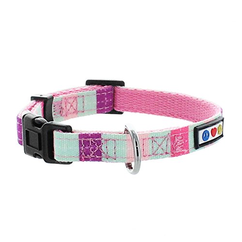 Pawtitas Pet / Puppy Soft Training Adjustable Multicolor Dog Collar Extra Small 3/8 Inch Teal / Pink / Purple