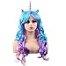 kaste Women Princess Rainbow Unicorn Wig Long Curly Hair Wigs Halloween Party Cosplay (QY-6971)