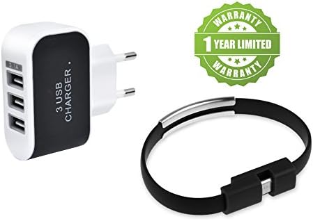 Exosis 3 Usb Port Wall Charger with V8 USB Charge/Sync Cable (Random Colour)