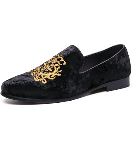 ELANROMAN Men\'s Purple Tiger Velvet Loafers Embroidery Slip on Penny Party Shoes Amazon.com | ELANROMAN Men main image 3