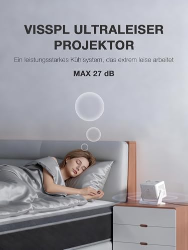 Smart Mini Beamer 4k [Offiziell Lizenzierter APP ] VISSPL 3200ANSI 4K Heimkino & Outdoor Beamer, Autofokus/Trapezkorrektur, WiFi6 Bluetooth Full HD 1080P Video Projektor für Handy/PC