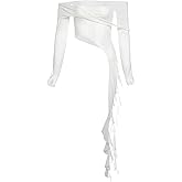 FlyCC Off The Shoulder Tops for Women Going Out Y2k Crop Tank Top Sexy Asymmetrical Ruffle Flowy Trendy Spring Tops Outfits