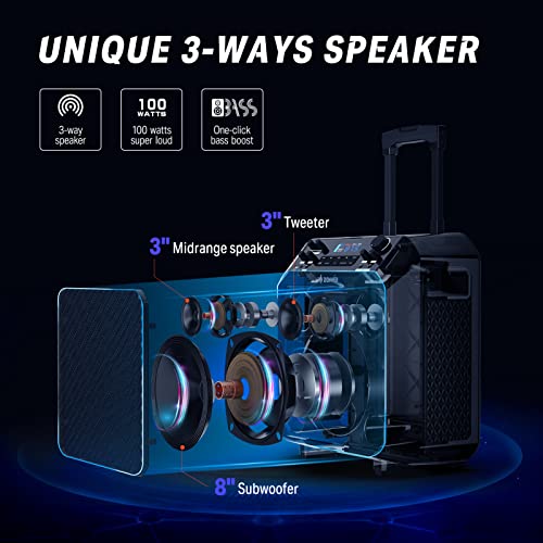 Donner Portable Bluetooth Speaker, PA System Subwoofer for Christmas