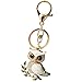 Bolbove Cute Owl on Leaves Sparkling Charm Blingbling Keychain Crystal Rhinestone Pendant