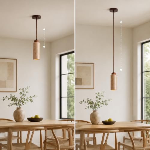 Lámparas colgantes de estilo wabi-sabi Japonesas,Regulable luz colgante de estilo retro con E26,Altura ajustable de 180cm,Iluminación colgante para islas de cocina,dormitorios y comedores (G)