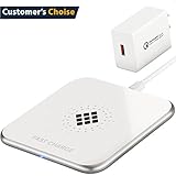 Fast Wireless Charging Pad by D'Goods - QI Charger Stand Compatible with iPhone Xs MAX/Xs/Xr/X/8/8 Plus, Samsung Galaxy S9/S9+/S8/S8+ &amp; All Qi-Enabled Devices + QC 3.0 Adapter US Version, Silver
