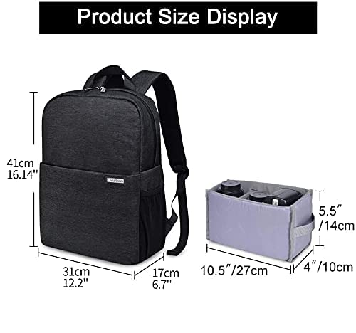 Cwatcun Camera Laptop Backpack, Camera bag for Canon Nikon Sony with Detachable Insert Camera Case fit 14