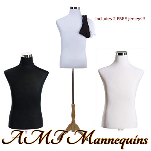 Male Dress Form Torso with Black Wood Stand and Jerseys (MH102) Pricepulse