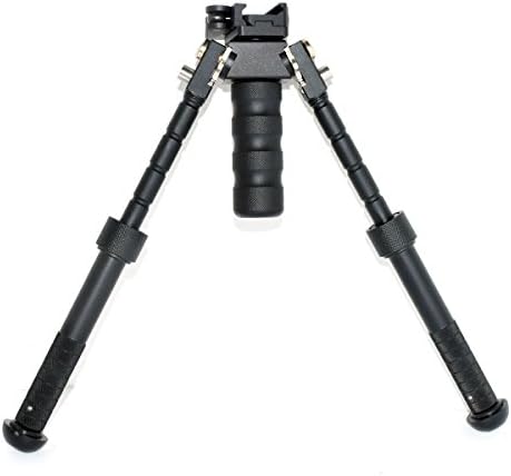 TACKSPORT Tactical Bipod CNC 6.5 Inch to 9 Inch Adjustable Extension Quick Detach Picatinny Rail Mount with QD Mount And Metal 360° Revolving Design Black