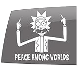 Peace Among Worlds - White - Rick and Morty Inspired - Entertainment - 5 Year - Outdoor Vinyl Sticker - Decal