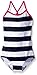 Kanu Surf Girls Beach Sport Banded 1 Piece Swimsuit, Layla Navy Stripe, 12