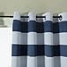 Turquoize Room Darkening Thermal Insulated Blackout Curtains 84 inches Length Grommet Window Panels for Living Room/Bedroom, Striped Navy/White, Set of 2 Panels