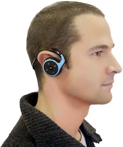 SoulBuddy Bluetooth Running Headphones : AX610 Microhpone Headset Earphones for iPhone/Samsung/Android Siri Compatible ideal for Gym [Black/Blue]