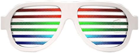 POOME LED Glow Party Glasses Sound Active Light Up Flashing Glasses LED Musical Shades Sound with USB Charger Best Musical Toy for Teens Birthday Party Supplies (White)
