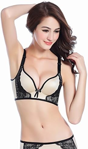 Larakapa Women's Bras lacework Padded Demi Sleep Bra (38C, apricot)