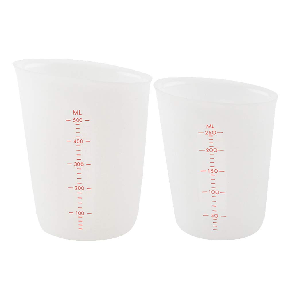 SUPVOX Silicone Measuring Cup Visible Graduated Cups Precise Scale Cups for Epoxy Casting Molds Mixing (250ML +500ML)