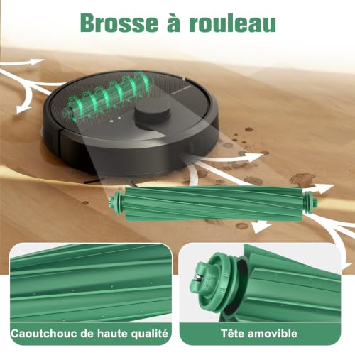 DrRobor Accessories Replacement iRobot Roomba Plus 505/405/507 Combo | 2 Main Brushes, 6 Mops, 6 Dust Bags, 4 Hepa Filters, 6 Side Brushes