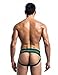 F plus R Mens Strip Waistband Athletic Supporter Jockstrap Sexy Swimwear Green Medium
