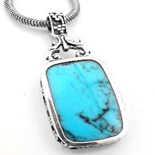 Synthetic Turquoise Blue Lapis Reversible Sterling Silver Pendant