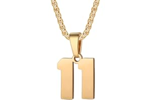 SUSOOK Number Necklace for Boy Black Athletes Number Stainless Steel Chain 00-99 Number Charm Pendant Personalized Sports Jewelry for Men Basketball Baseball Football