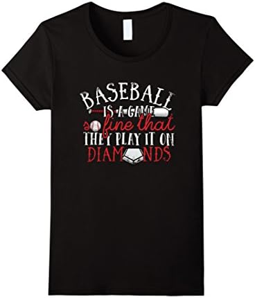 Women's Baseball is so Fine, It's Played on Diamonds! Baseball Tee Large Black