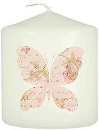 Pink Vintage Butterfly Themed Candle
