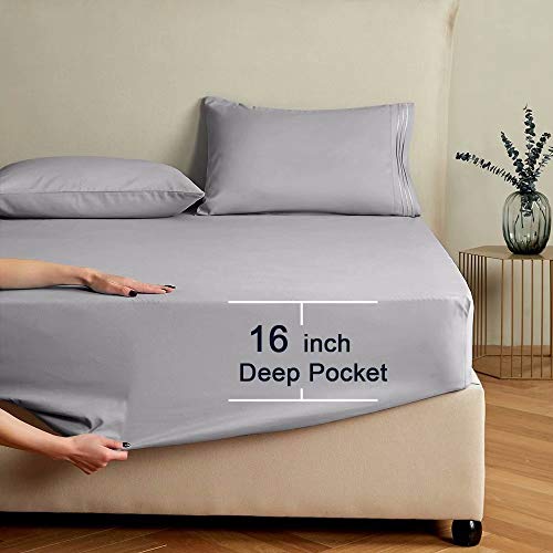SAKIAO 6PC King Size Bed Sheets Set Brushed Microfiber 1800 Thread
