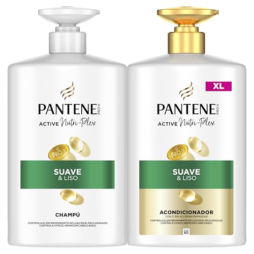 Pro-V Suave y Liso Champú + Acondicionador Pelo Encrespado 1L+800ml