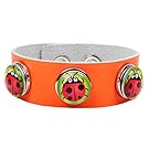 Modern Fantasy Valentine's Gift Clever Insect Multi Color Mixing Metal Buttons Leather Press Adjustable Wrap Bracelet (orange)