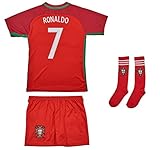 AMDS Soccer Youth Jersey Set ● Portugal ● Home Jersey with Short Socks ● World Cup 2018 ● # 7 Ronaldo
