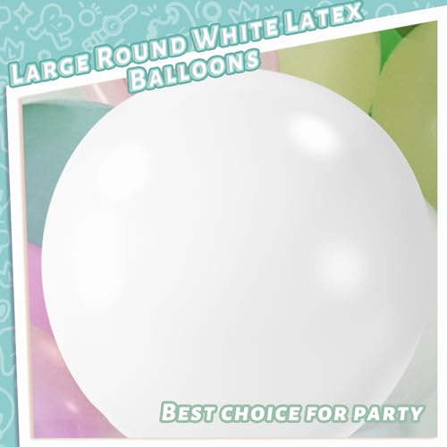 LovesTown 4PCS Large Balloons 36inch, White Giant Balloons Jumbo Balloons Latex Balloons for Wedding Engagement Graduation Anniversary Decorations